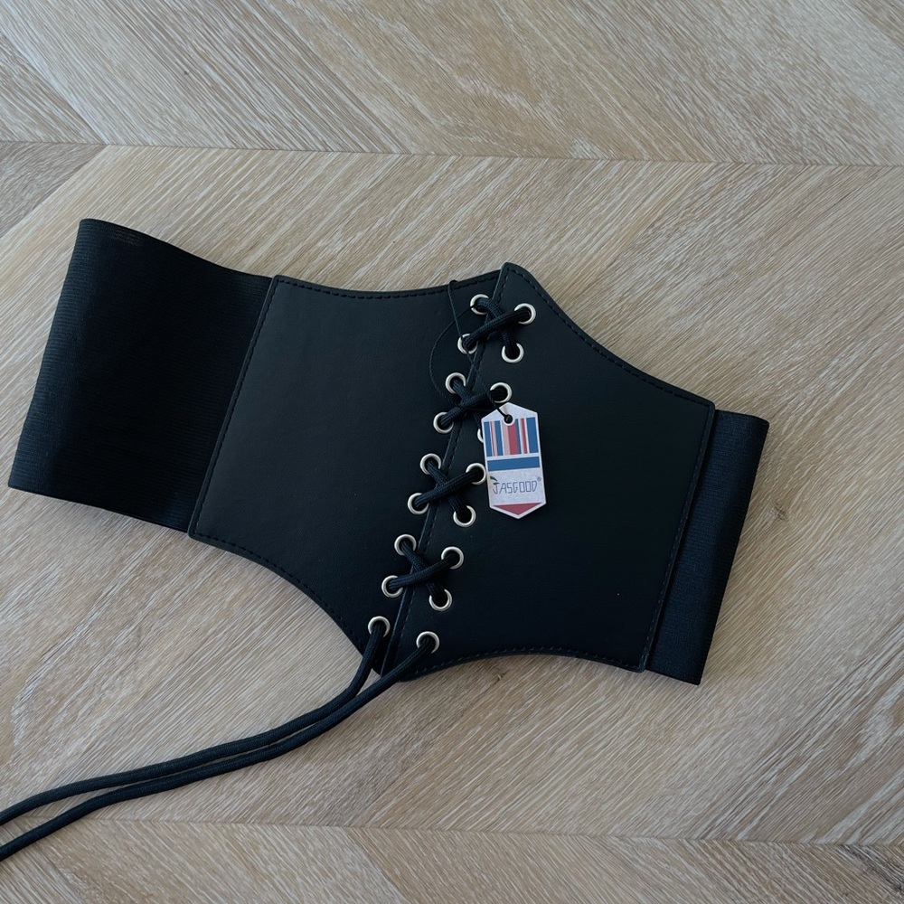 Jasgood Black Lace-Up Corset Belt